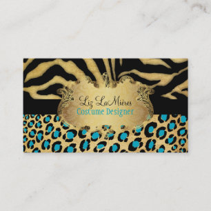 Cartão De Visita VINTAGEM PixDezines LEOPARD+ZEBRA+FAUX+DOURADO+RÓT