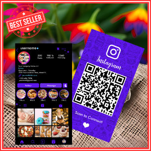 Cartão De Visita Violet Bakery Instagram Chef Código QR Mídia Socia