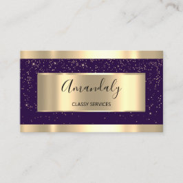 Cartão De Visita Violet do Planejador de Evento Dourado Profissiona