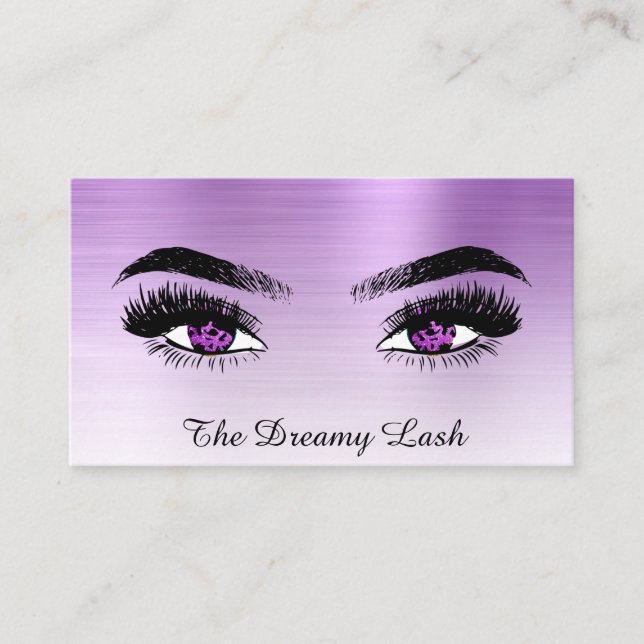 Cartão De Visita *~* VIOLET Glitter Lashes QR Brows Extensões (Frente)