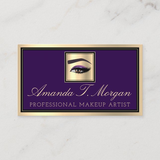 Cartão De Visita Violeta de sobrancelha de extensão de abertura pro (Frente)