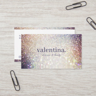 Cartão De Visita Violeta Elegante e Champanhe - Maquiagem de Beleza