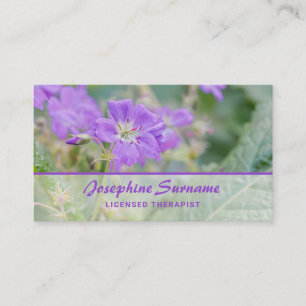 Cartão De Visita Violeta Flor Silvestre Foto Terapeuta Bonita