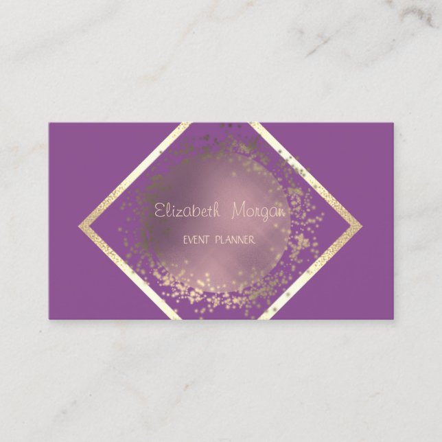 Cartão De Visita Violeta Geométrica Moderna Elegante (Frente)