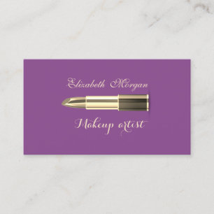 Cartão De Visita Violeta Moderno e Elegante -Maquiagem-Lápis Labial