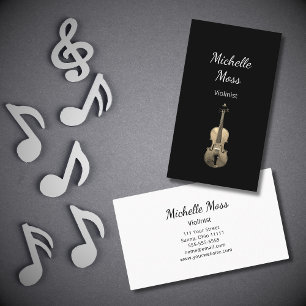 Cartão De Visita Violin Performer Classical Music Black White