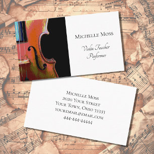 Cartão De Visita Violin Performer Clássico Musical Violinista