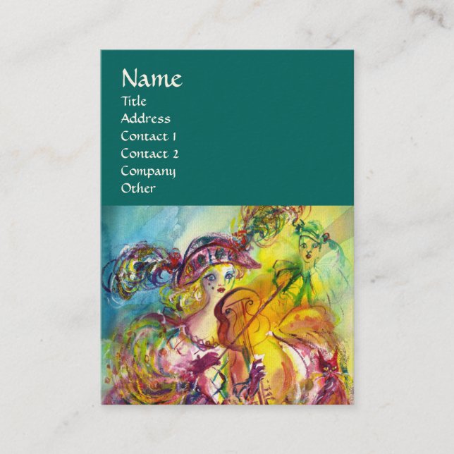 Cartão De Visita VIOLINISTA ARLECCHINA, Violino, Música, Artista de (Frente)