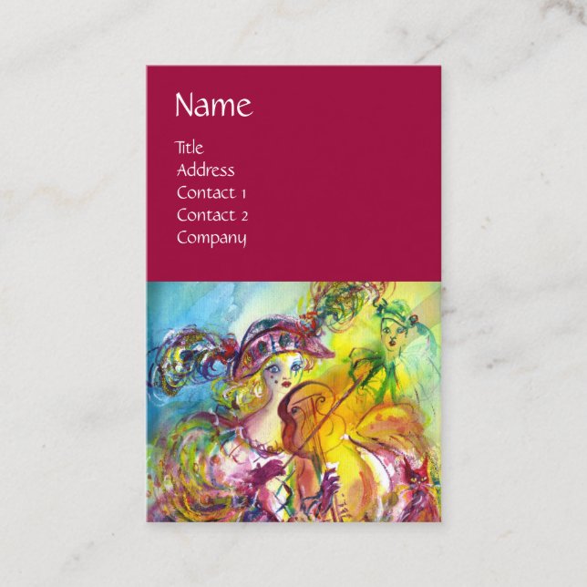 Cartão De Visita VIOLINISTA ARLECCHINA, Violino, Música, Artista de (Frente)