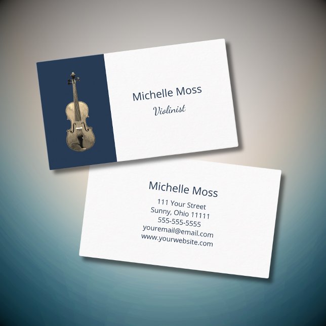 Cartão De Visita Violinista Clássico Elegante (Criador carregado)