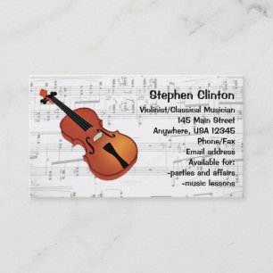 Cartão de visita Violinista Musical Clássico