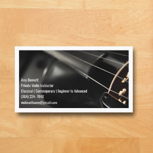 Cartão De Visita Violinista Preto do Código Qr Branco