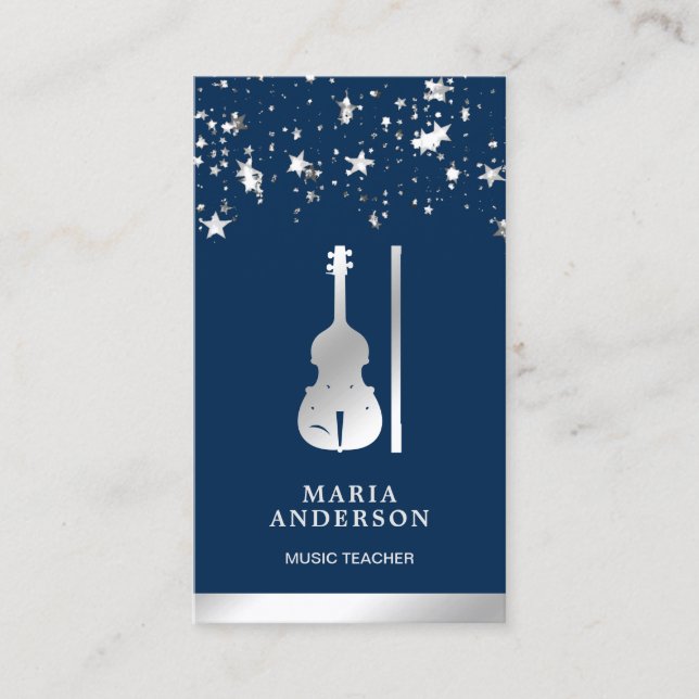 Cartão De Visita Violinista Violino de Professores Violinos de Prat (Frente)