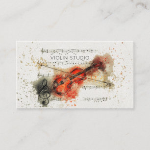 Cartão de Visita Violino Aquarela