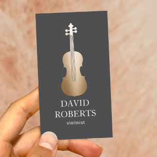 Cartão De Visita Violino Dourado e Moderno Violino