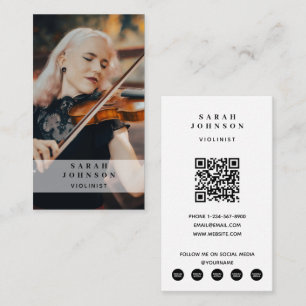 Cartão De Visita Violino Musical Foto Violinista das Mídias Sociais