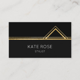 Cartão De Visita Vip geométrico preto-branco com Ouro de vidro míni