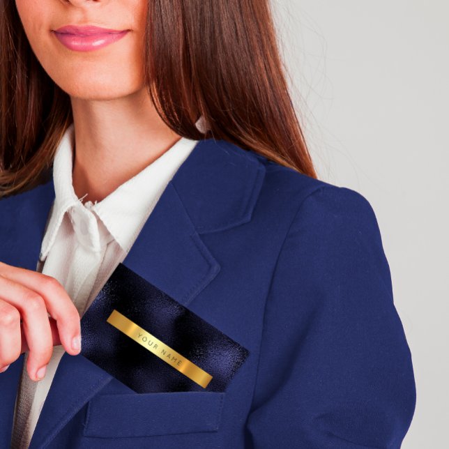 Cartão De Visita Vip metálico Dourado do Marinho Azul de Minimalism (Criador carregado)