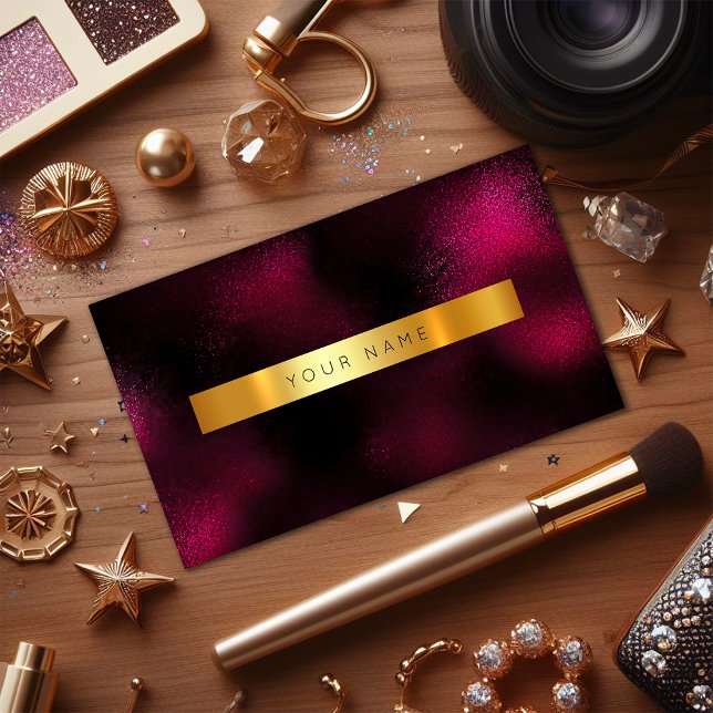 Cartão De Visita Vip Metálico Dourado do Vinho Vermelho Glam de Min (Minimalism Glam Red Wine Gold Metallic Vip Business Card)