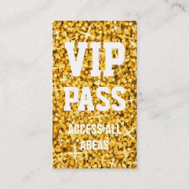cartão de visita 'VIP PASS' "Dourado" Glitz (Frente)