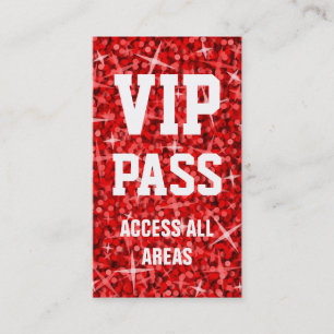 cartão de visita 'VIP PASS' vermelho brilhante