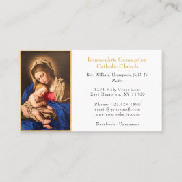 Cartão De Visita Virgem Clássica Elegante Maria e Igreja Dourada In