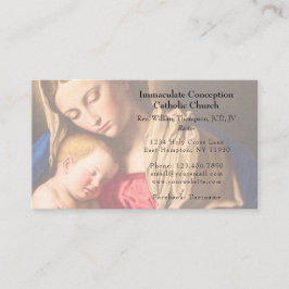 Cartão De Visita Virgem Clássica Elegante Maria e Igreja Dourada In