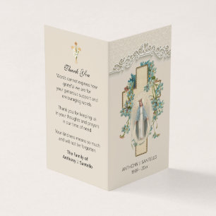 Cartão De Visita Virgem Funerária Católica Mary Prayer Santa Card