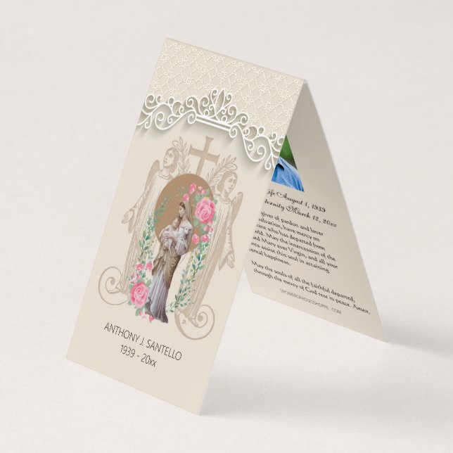 Cartão De Visita Virgem Funerária Católica Mary Prayer Santa Card (Frente)