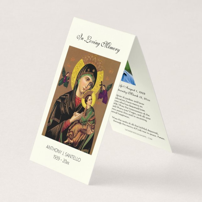 Cartão De Visita Virgem Funerária Católica Mary Prayer Santa Card (Frente)