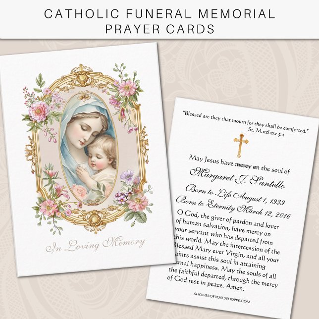 Cartão De Visita Virgem Maria Memorial Funeral Católico Santa Carte (Criador carregado)