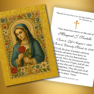 Cartão De Visita Virgem Maria realizando oração de rosa funerária