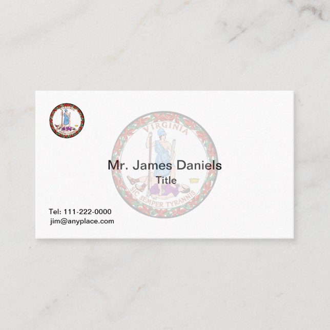 Cartão De Visita Virginia Excelente Seal (Frente)