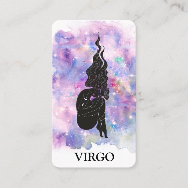 Cartão De Visita *~* VIRGO Astrologia Zodiac Lê Azul Rosa (Frente)