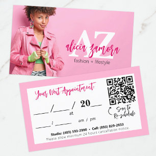 Cartão De Visita Viva Moderno Magenta Personalizado Foto Rosa Compr