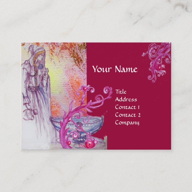 Cartão De Visita VIVIVIEN MONOGRAMA vermelho rosa púrpura branco (Frente)