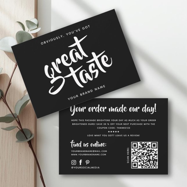 Cartão De Visita Você tem ótimo gosto qr code obrigado (Criador carregado)