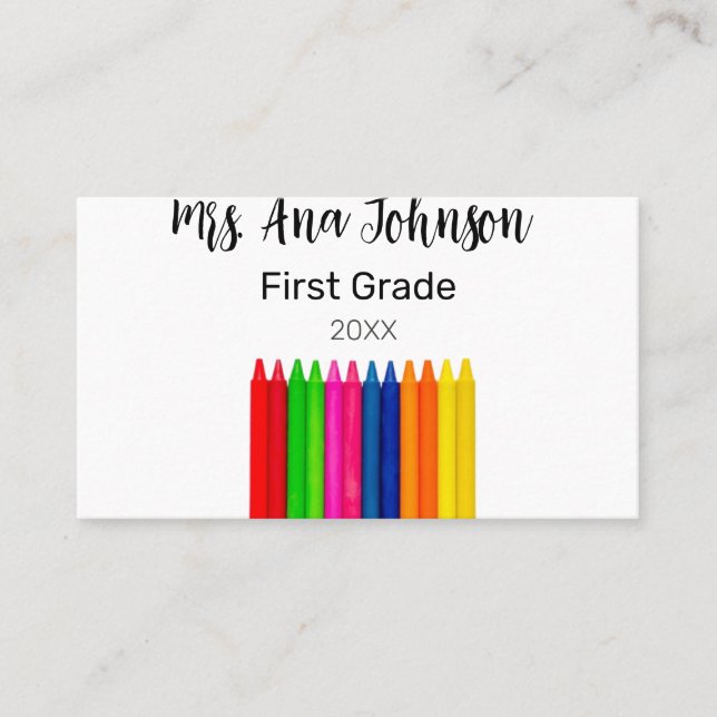 Cartão De Visita Voltar aos lápis da escola adicionar classe de nom (Frente)