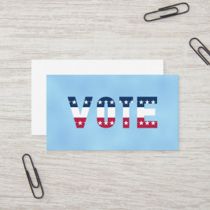 Cartão De Visita VOTE Vermelho Branco e Azul (Estrelas)