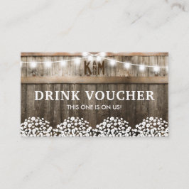 Cartão De Visita Voucher de Bebidas Grátis para Casamento em Celeir