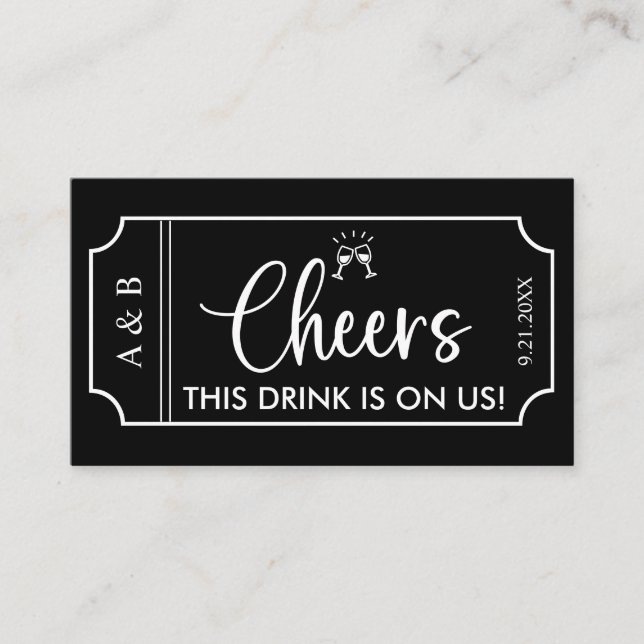 Cartão De Visita Voucher de Bilhete de Bebida Negra (Frente)