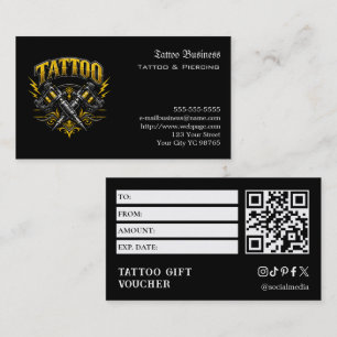 Cartão De Visita Voucher de Presente de Tatuagem