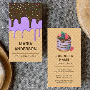 Cartão De Visita Waffle Cobertura Roxa Gotas Massa Chef Padaria