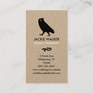 Cartão De Visita Walking Owl Silhouette | Vida selvagem simples