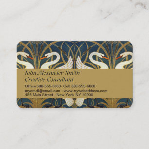 Cartão De Visita Walter Crane - Swan, Rush E Iris Art Nouveau