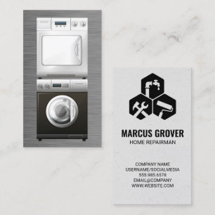 Cartão De Visita Washer e Secador Serviços de reparação de apa