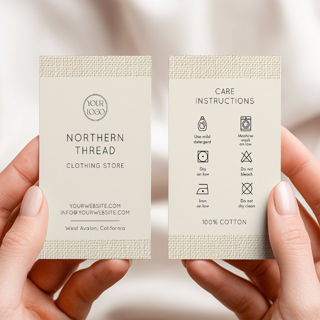 Cartão De Visita Washing Care Instructions Logo Clothing (Criador carregado)