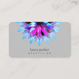 Cartão De Visita Watercolor Blue Lotus Flower Logo Massage Yoga