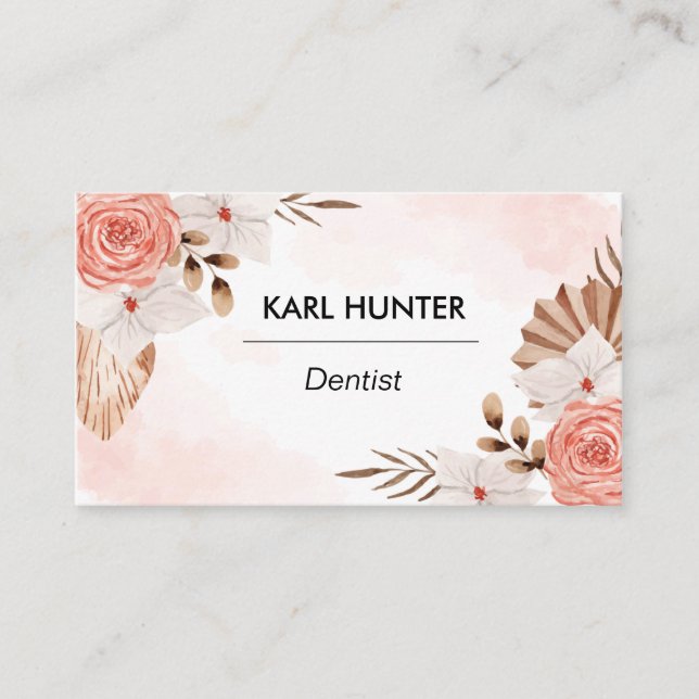 Cartão De Visita Watercolor-Boho-Business-Card (Frente)