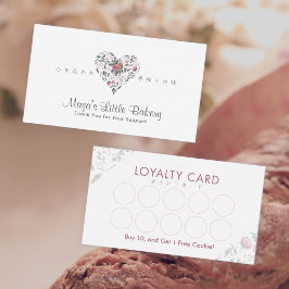 Cartão De Visita Watercolor Botanical Heart Loyalty Rewards